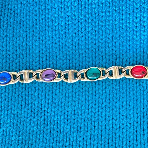 Tennis Bracelet with red green stones multi color bracelet - Picture 3 of 7
